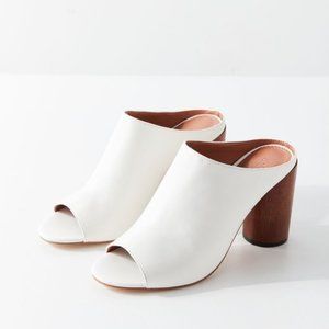 Cream Wooden Heel Mule